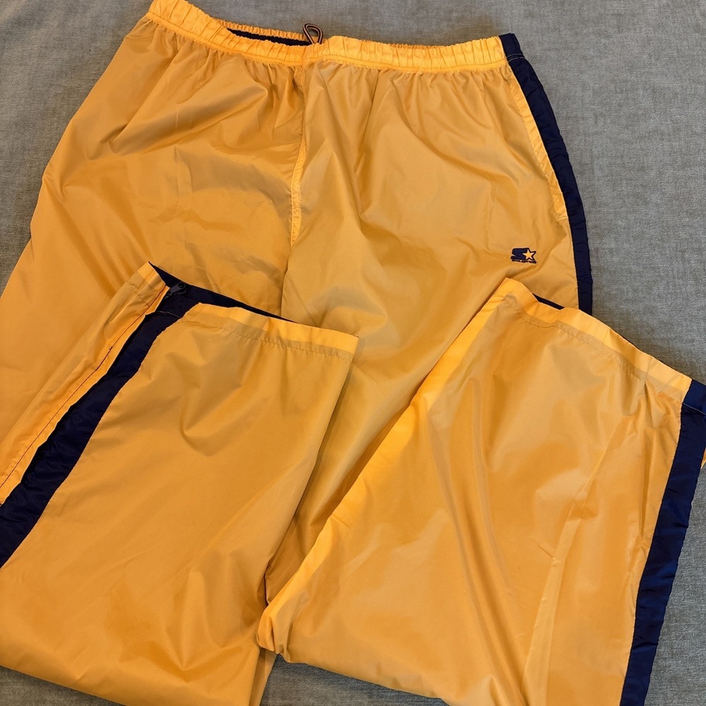 VTG Starter Track Pants Reversible Black Yellow Side Zip Workout Gym Pants SZ XL - Picture 2 of 11